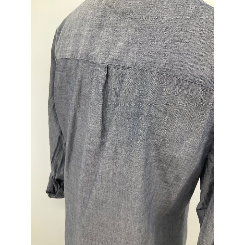Ann Taylor LOFT size Medium Denim button-front long-sleeved lightweight top - Picture 9 of 11